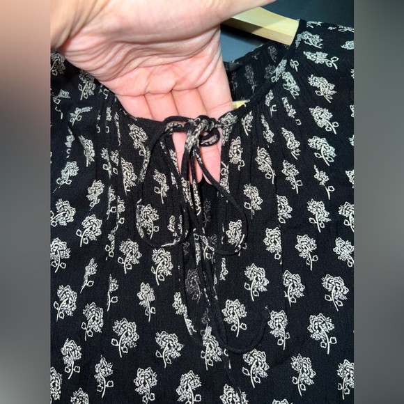 ZARA Black Printed Cinched Waist Dress size Small EUC - Picture 6 of 9